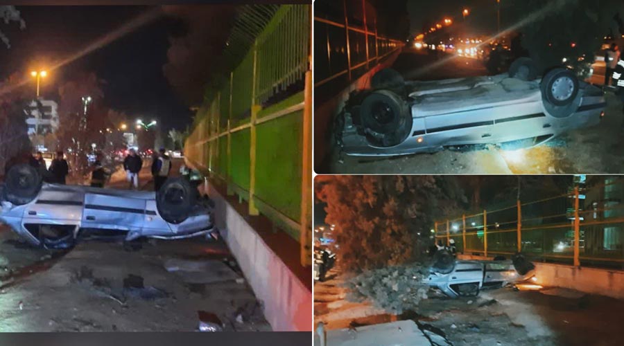 واژگونی خودرو پژو در بلوار علامه مجلسی شاهین شهر